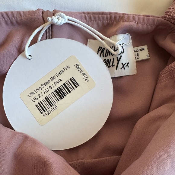 NWT princess polly lillie long sleeve mini dress mauve pink - Picture 6 of 7
